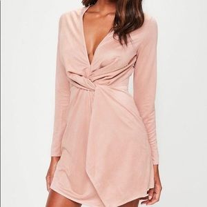 Pink Faux Suede Twist Dress
